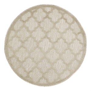 Nourison Easy Care 4' x Round Cream Fabric Area Rug