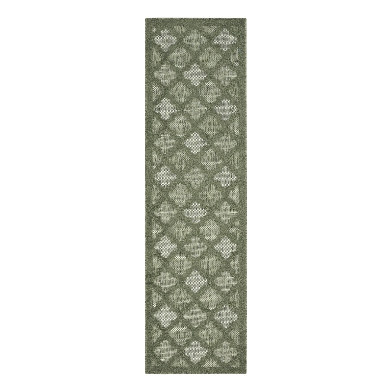 Nourison Easy Care 6' Runner Green Fabric Area Rug