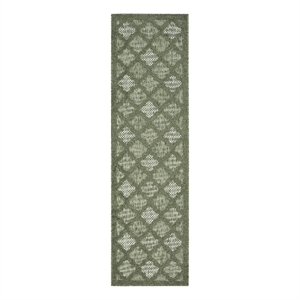 Nourison Easy Care 6' Runner Green Fabric Area Rug
