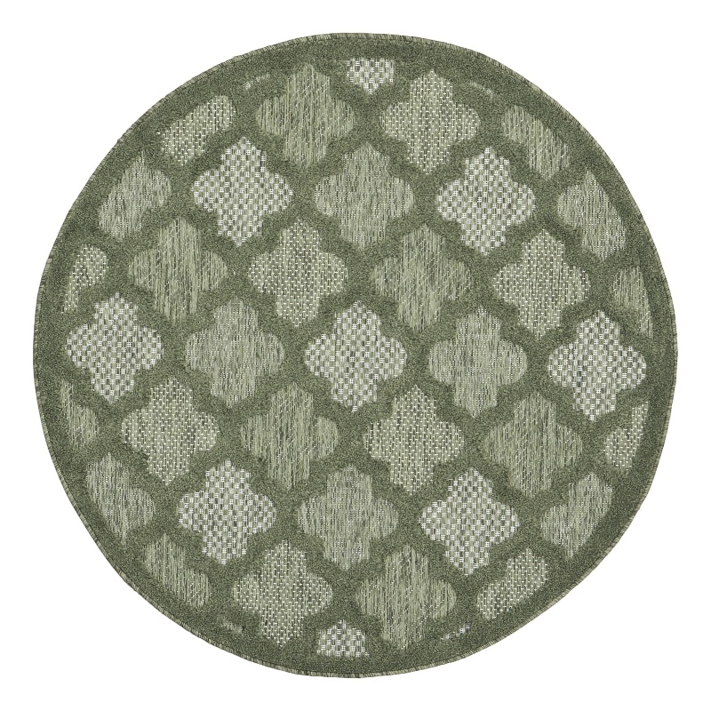 Nourison Easy Care 4' x Round Green Fabric Area Rug