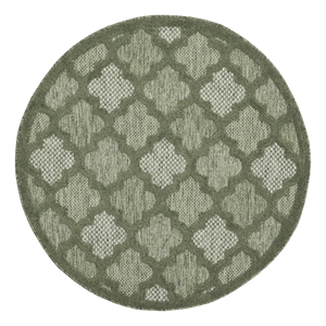 Nourison Easy Care 4' x Round Green Fabric Area Rug