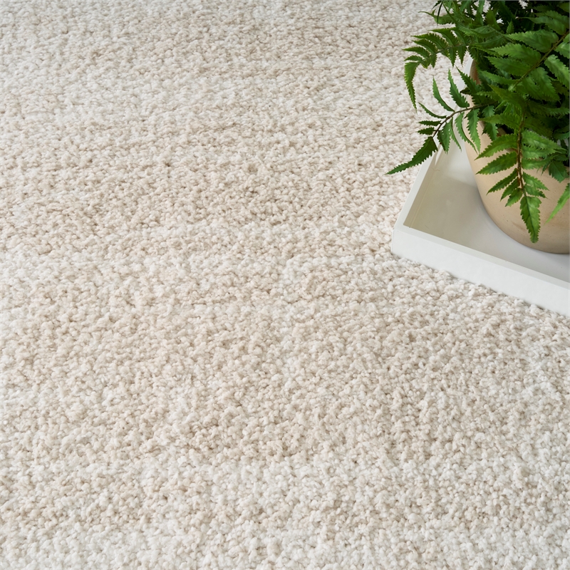 Nourison Modern Shag 4' x 6' Ivory Beige Fabric Area Rug
