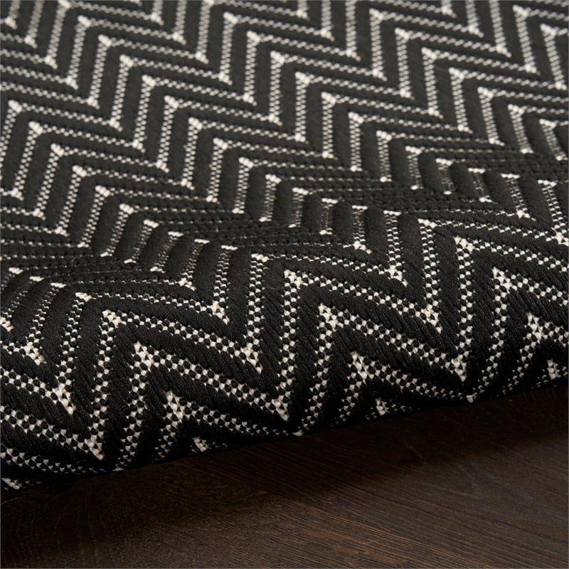 Nourison Horizon 6' Runner Black Fabric Area Rug