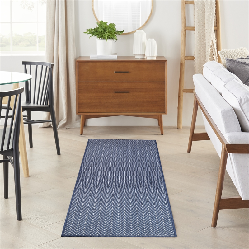 Nourison Horizon 6' Runner Navy Fabric Area Rug