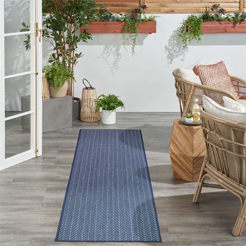 Nourison Horizon 6' Runner Navy Fabric Area Rug