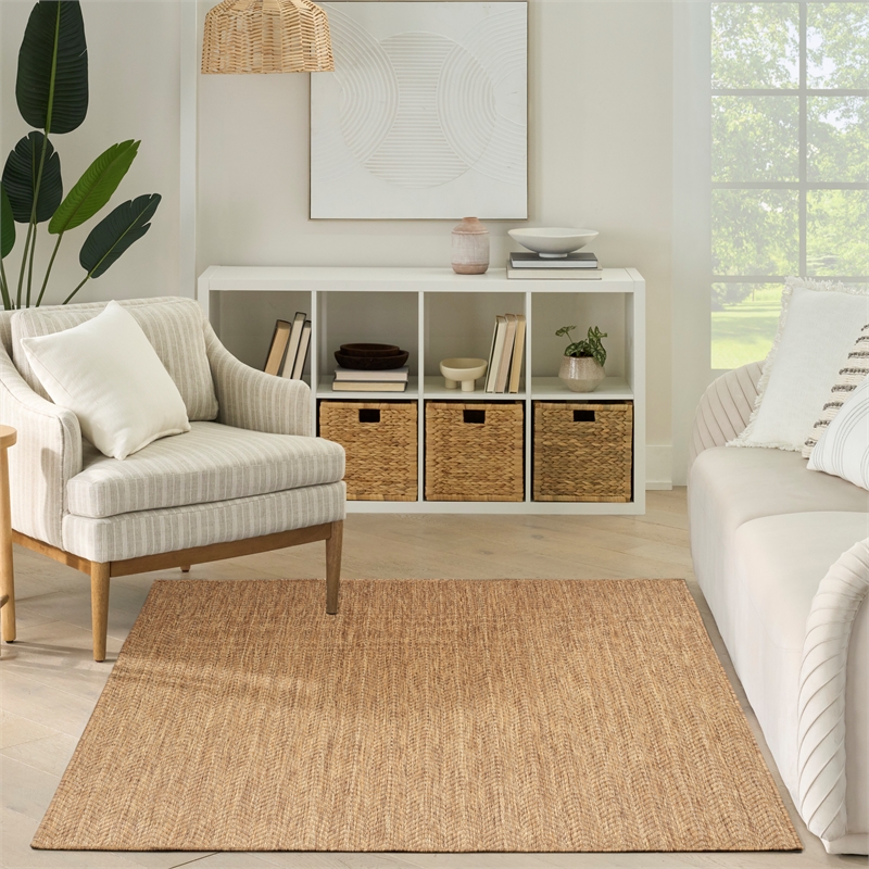 nourison horizon 5' x 7' natural fabric area rug