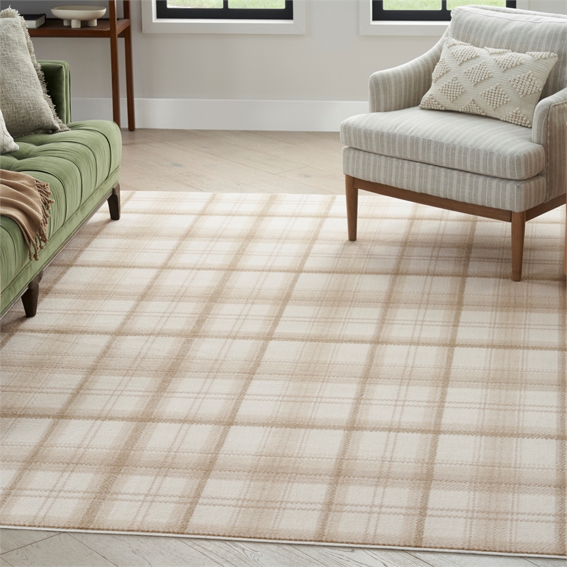 Nourison Grafix 4' x 6' Ivory Beige Fabric Area Rug
