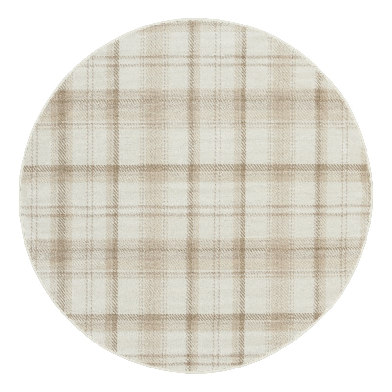 Nourison Grafix 4' x Round Ivory Beige Fabric Area Rug