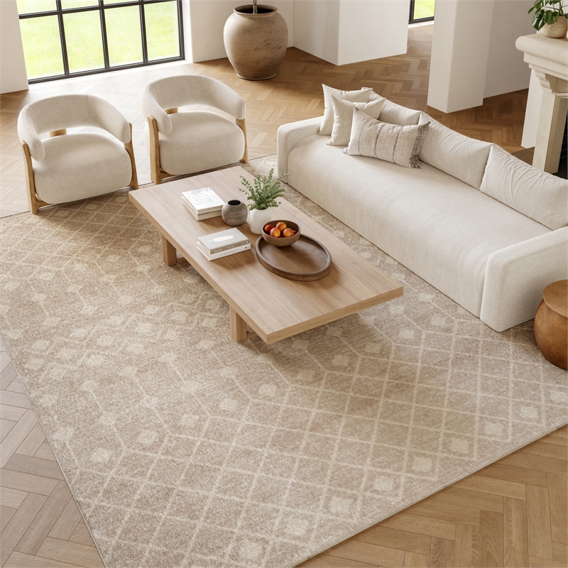 Nourison Grafix 9' x 12' Beige Fabric Area Rug
