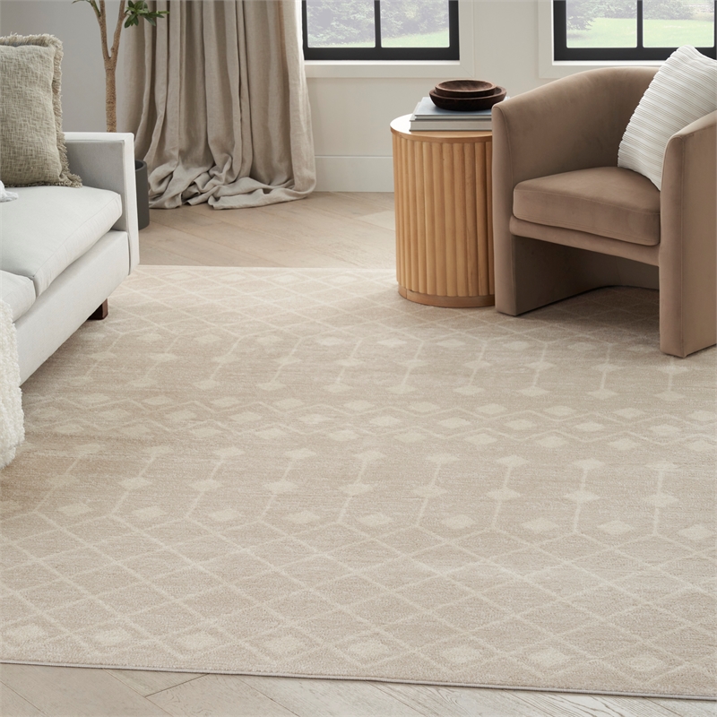Nourison Grafix 9' x 12' Beige Fabric Area Rug