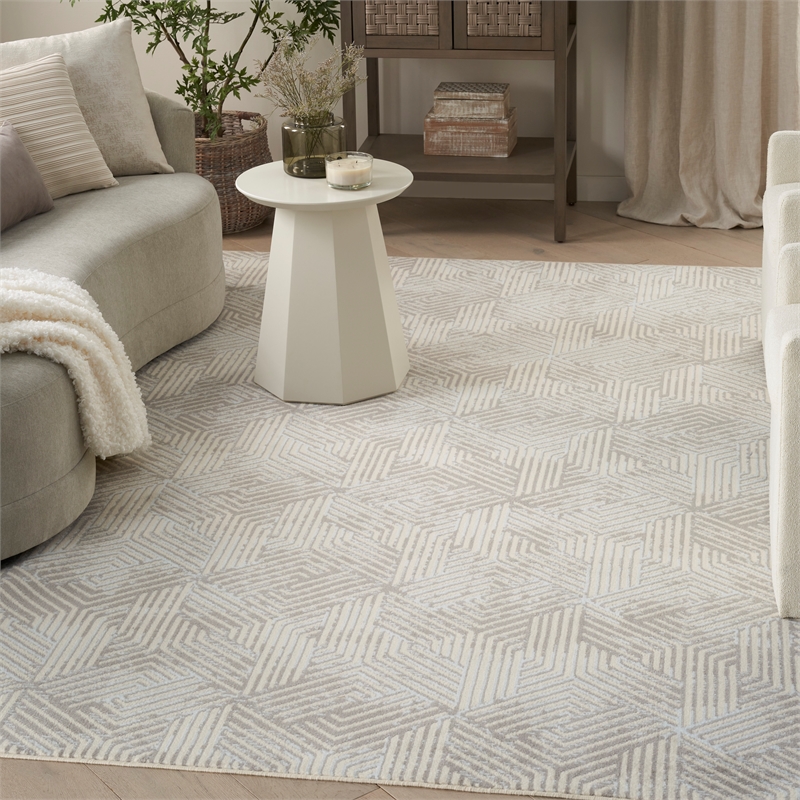 Nourison Grafix 9' x 12' Gray Fabric Area Rug