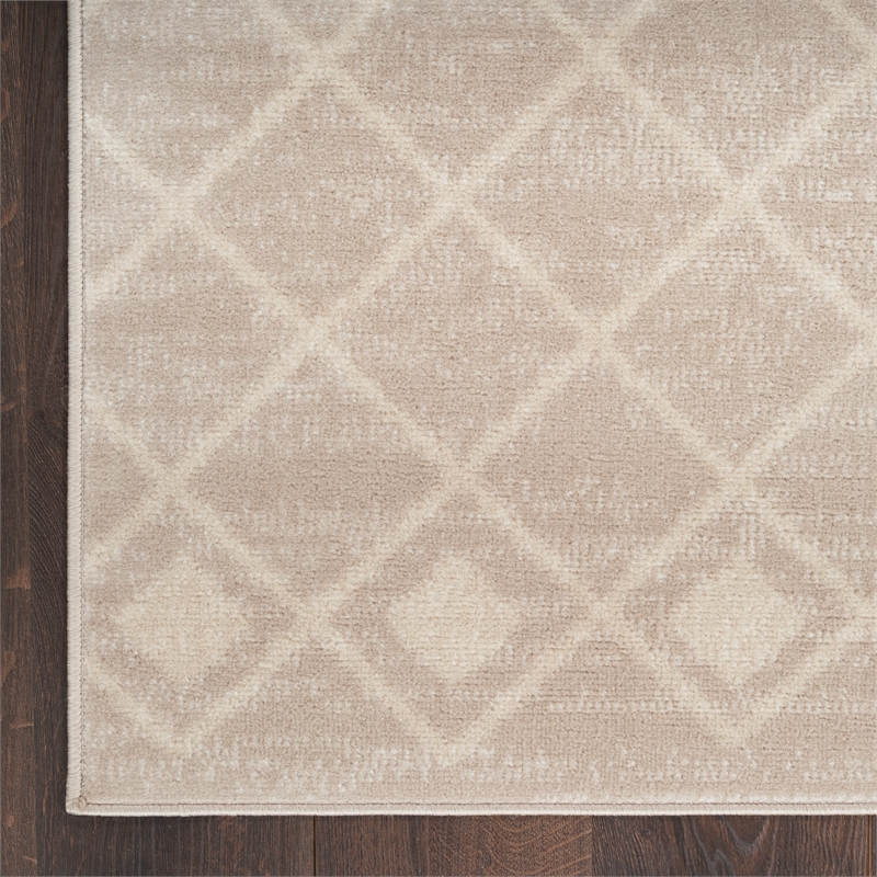 Nourison Grafix 6' Runner Beige Fabric Area Rug
