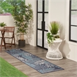 Nourison Garden Oasis 6' Runner Navy Fabric Area Rug