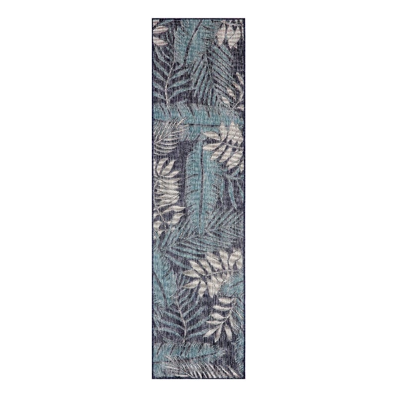Nourison Garden Oasis 6' Runner Navy Fabric Area Rug