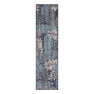 Nourison Garden Oasis 6' Runner Navy Fabric Area Rug