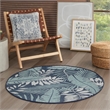 Nourison Garden Oasis 4' x Round Navy Fabric Area Rug