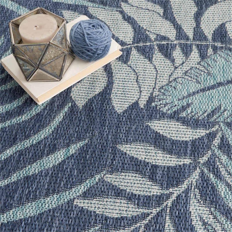 Nourison Garden Oasis 4' x Round Navy Fabric Area Rug