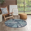 Nourison Garden Oasis 4' x Round Navy Fabric Area Rug