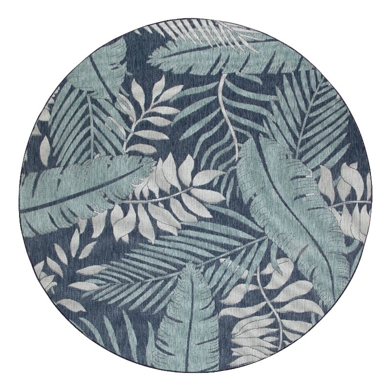 Nourison Garden Oasis 4' x Round Navy Fabric Area Rug
