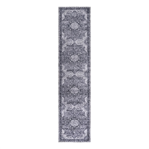 Nourison Washables 10' Runner Charcoal Gray Fabric Area Rug