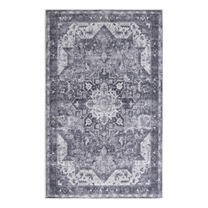 Nourison Washables 3' x 5' Charcoal Gray Fabric Area Rug