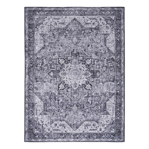 Nourison Washables 4' x 6' Charcoal Gray Fabric Area Rug