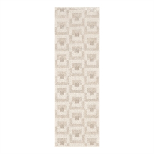 Nourison Nordic 6' Runner Ivory Beige Fabric Area Rug