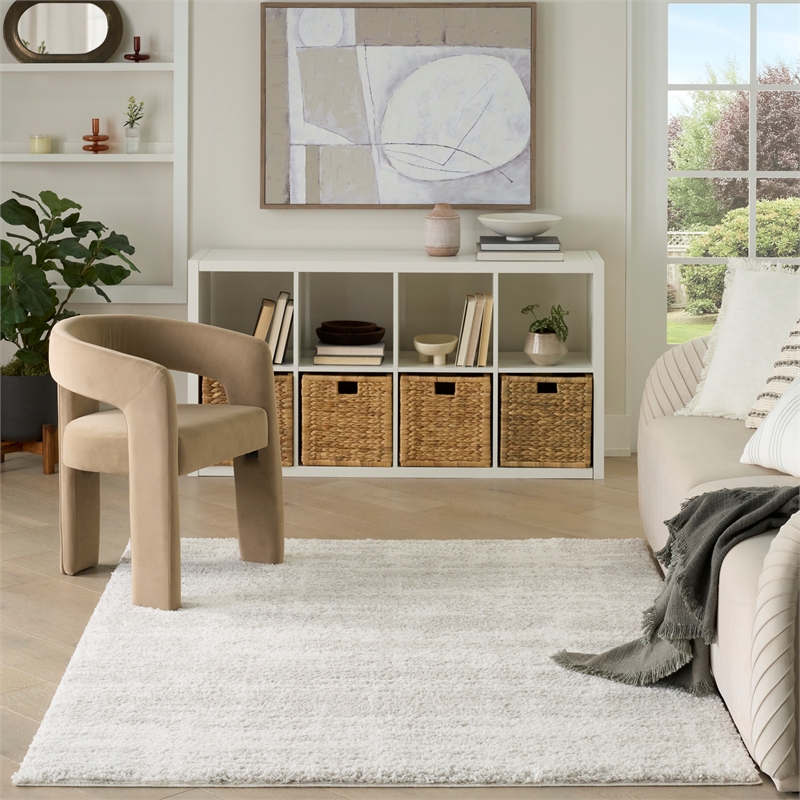 Nourison Modern Shag 4' x 6' Ivory Gray Fabric Area Rug