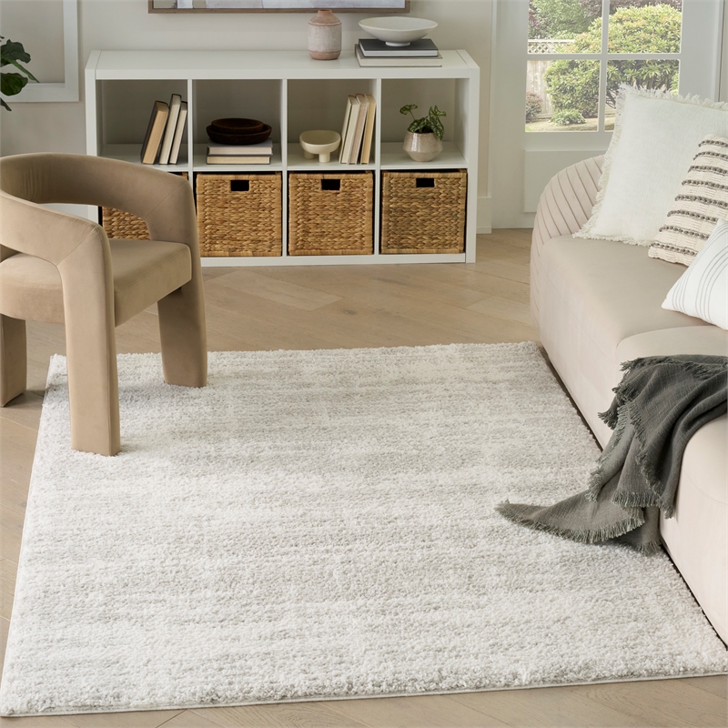 Nourison Modern Shag 5' x 7' Ivory Gray Fabric Area Rug