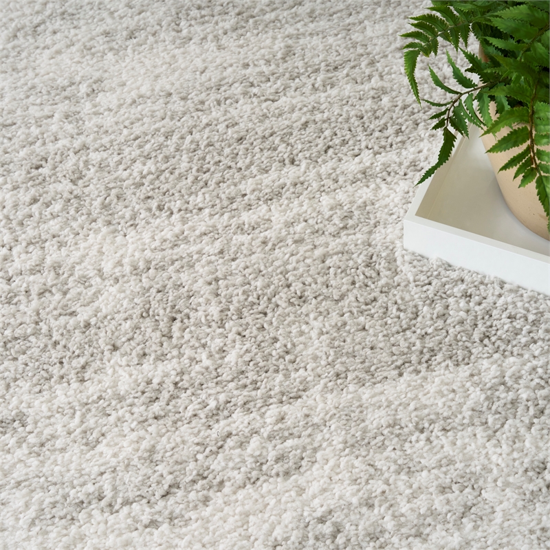 Nourison Modern Shag 5' x 7' Ivory Gray Fabric Area Rug