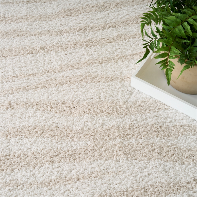 Nourison Modern Shag 4' x 6' Ivory Beige Fabric Area Rug