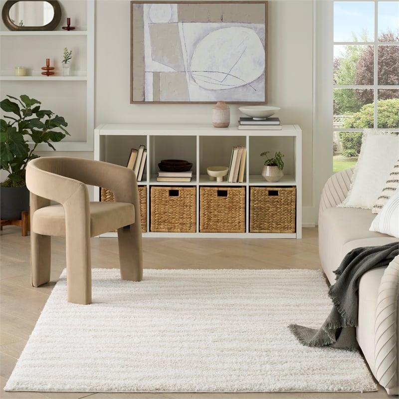 Nourison Modern Shag 5' x 7' Ivory Beige Fabric Area Rug