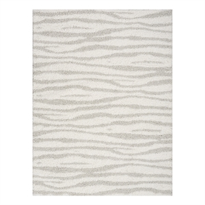 Nourison Modern Shag 5' x 7' Ivory Gray Fabric Area Rug