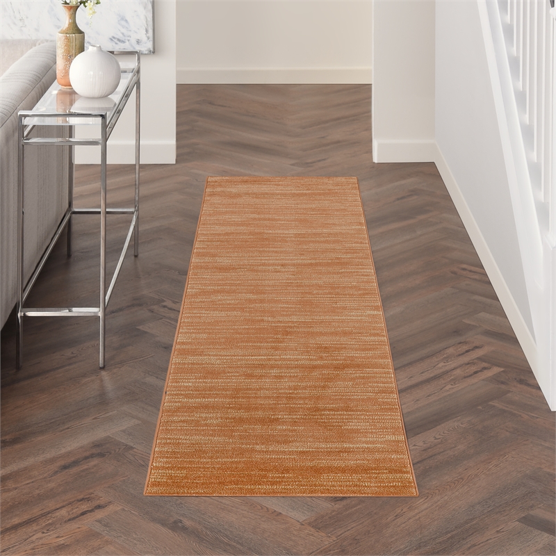 Nourison Essentials 6' Runner Rust Fabric Area Rug