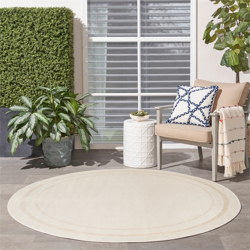 Nourison Essentials 6' x Round Ivory Gold Fabric Area Rug