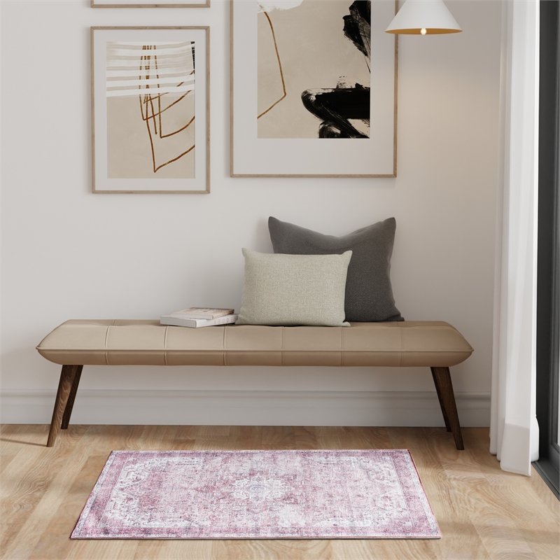 Nourison Washables 3' x 5' Pink Fabric Area Rug