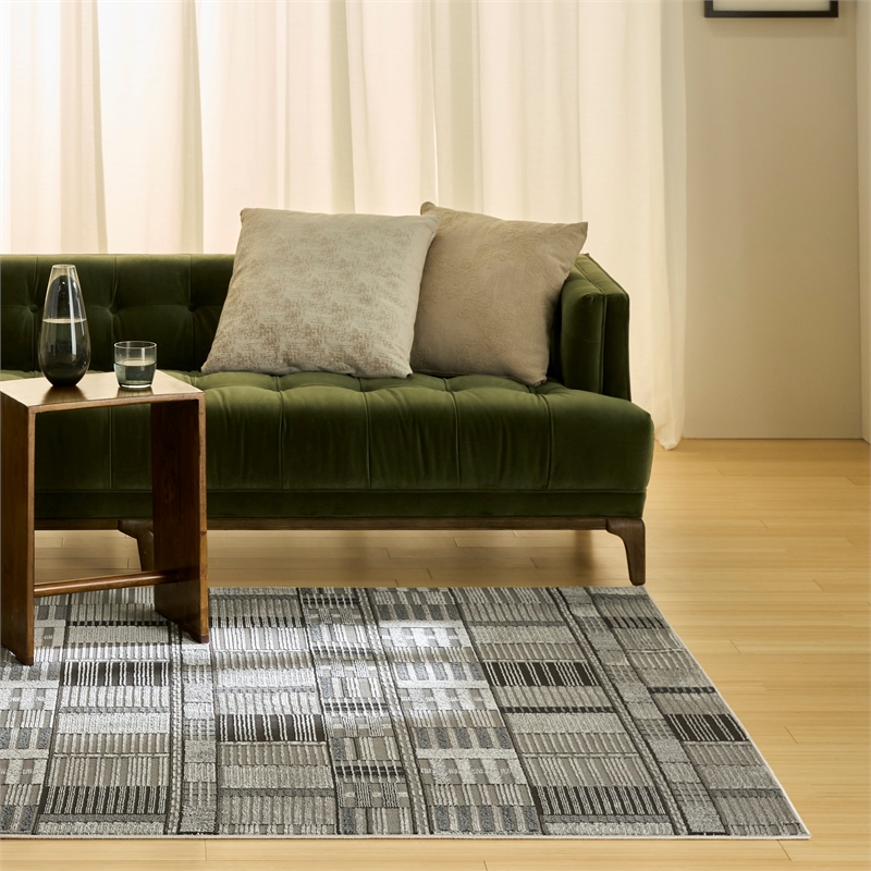Nourison Nordic 5' x 7' Black Gray Fabric Area Rug