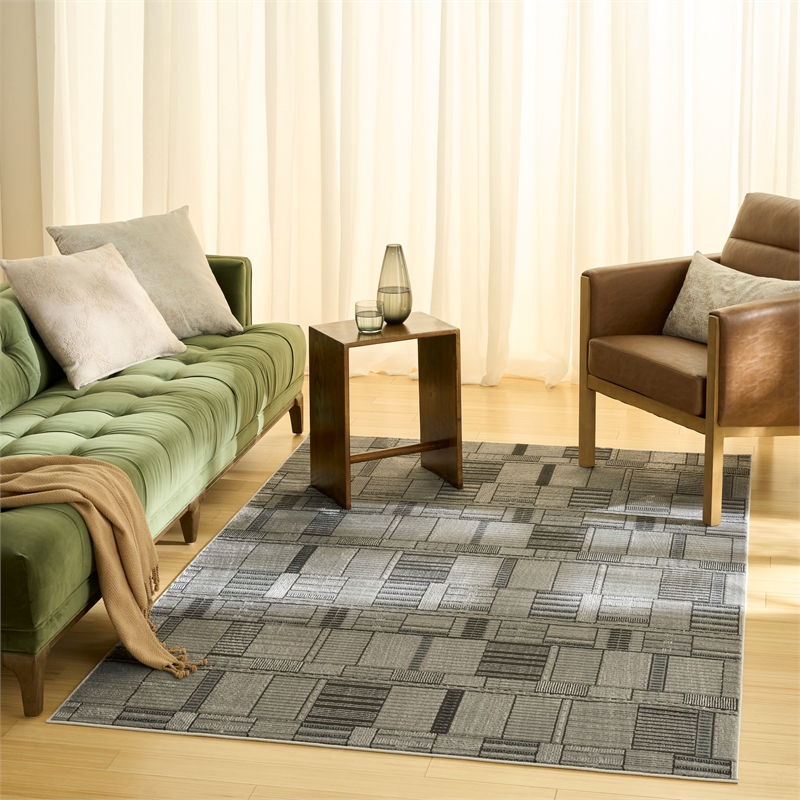 Nourison Nordic 5' x 7' Black Gray Fabric Area Rug