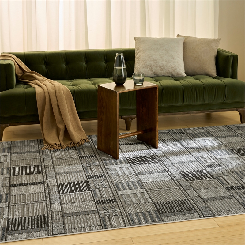 Nourison Nordic 5' x 7' Black Gray Fabric Area Rug