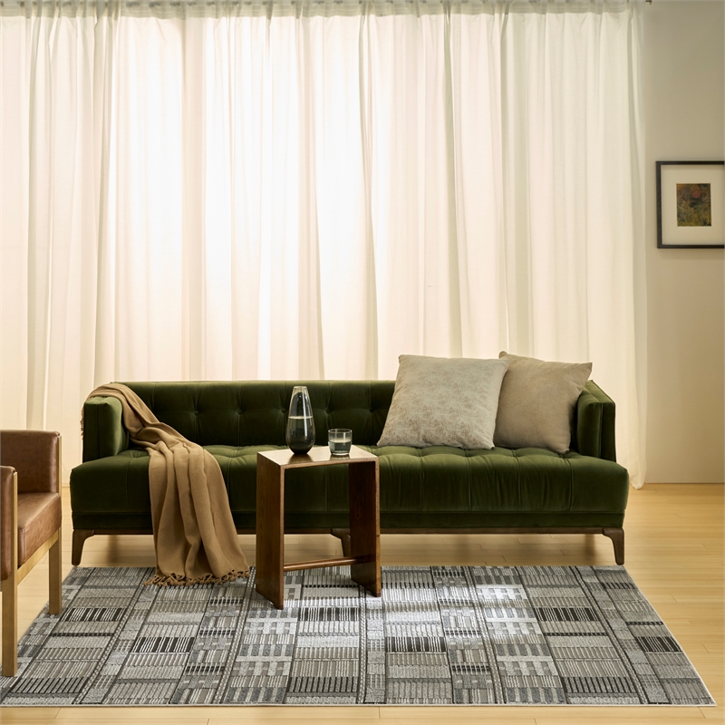 Nourison Nordic 5' x 7' Black Gray Fabric Area Rug