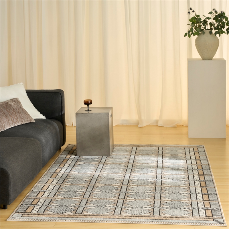 Nourison Nordic 5' x 7' Ivory Multi-Color Fabric Area Rug