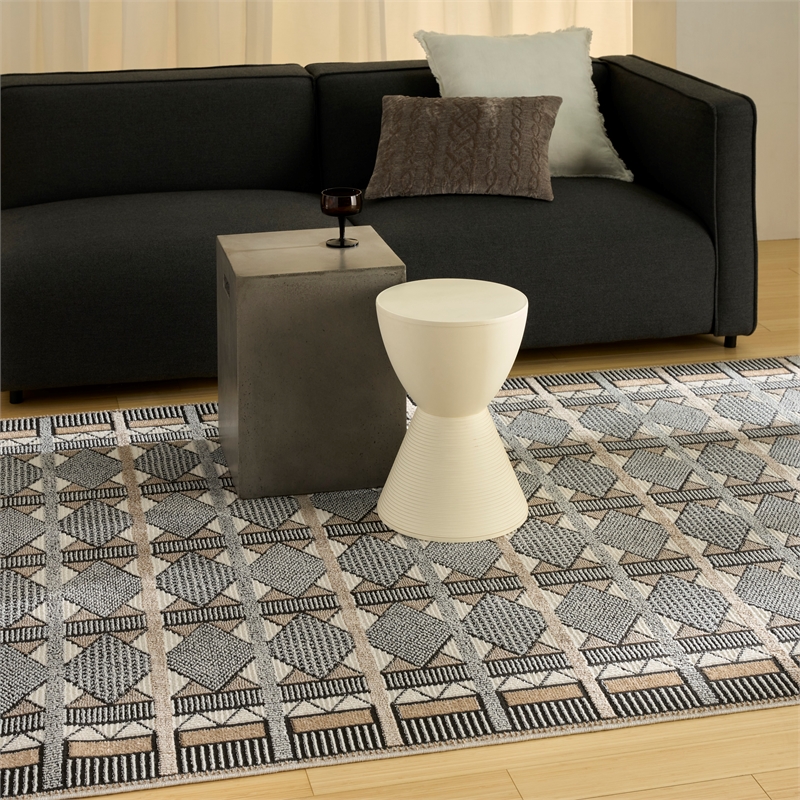 Nourison Nordic 5' x 7' Ivory Multi-Color Fabric Area Rug