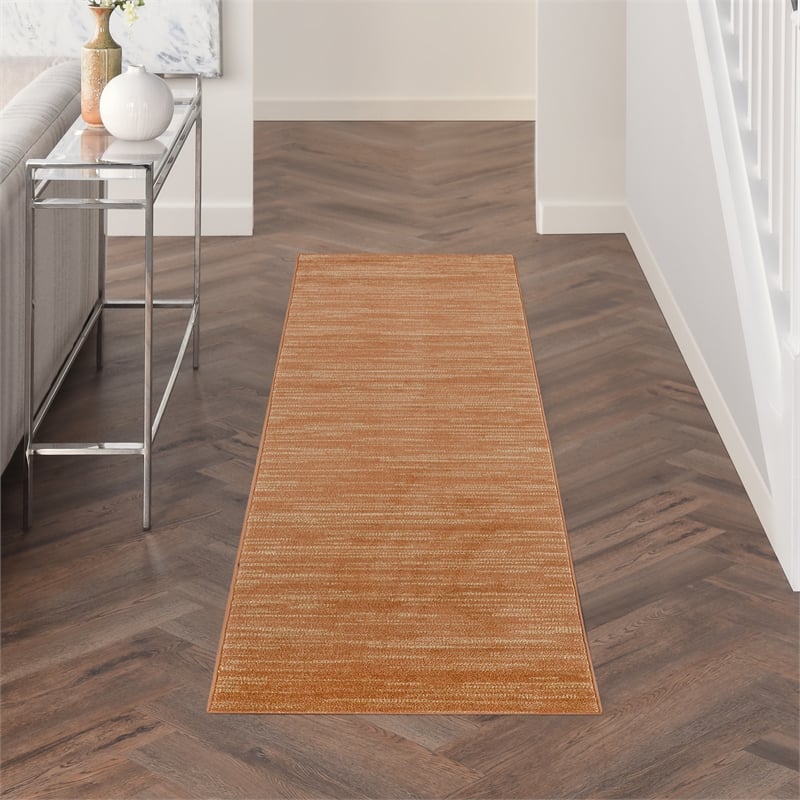 Nourison Essentials 8' Runner Rust Fabric Area Rug