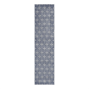 Nourison Essentials 8' Runner Blue Ivory Fabric Area Rug