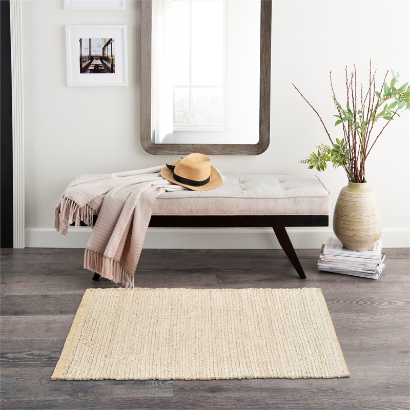 Nourison Natural Jute 2' x 3' Ivory Fabric Area Rug