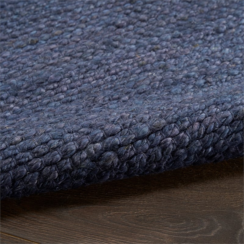 Nourison Natural Jute 2' x 3' Navy Fabric Area Rug