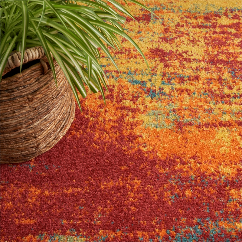 Nourison Essentials 6' Runner Flame Fabric Area Rug