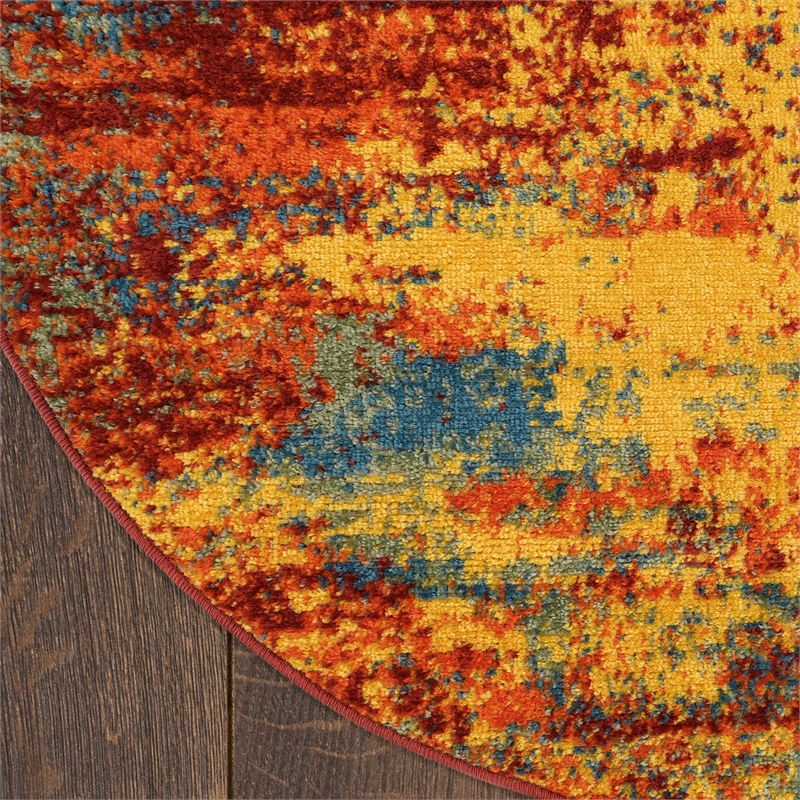 Nourison Essentials 4' x Round Flame Fabric Area Rug