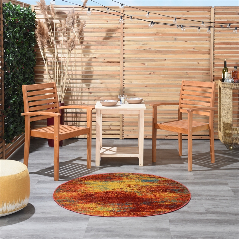 Nourison Essentials 4' x Round Flame Fabric Area Rug