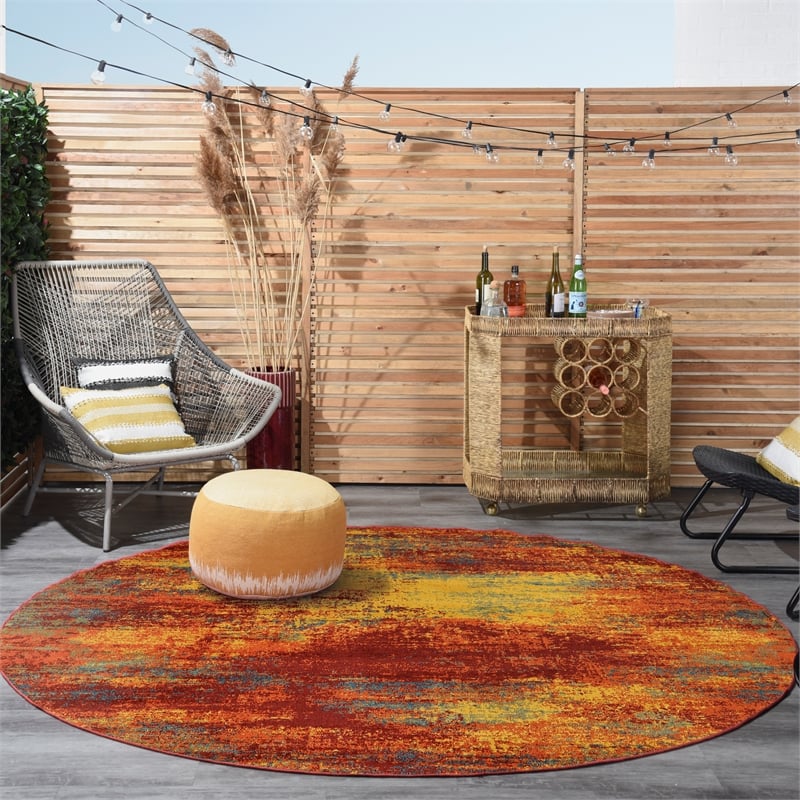 Nourison Essentials 8' x Round Flame Fabric Area Rug